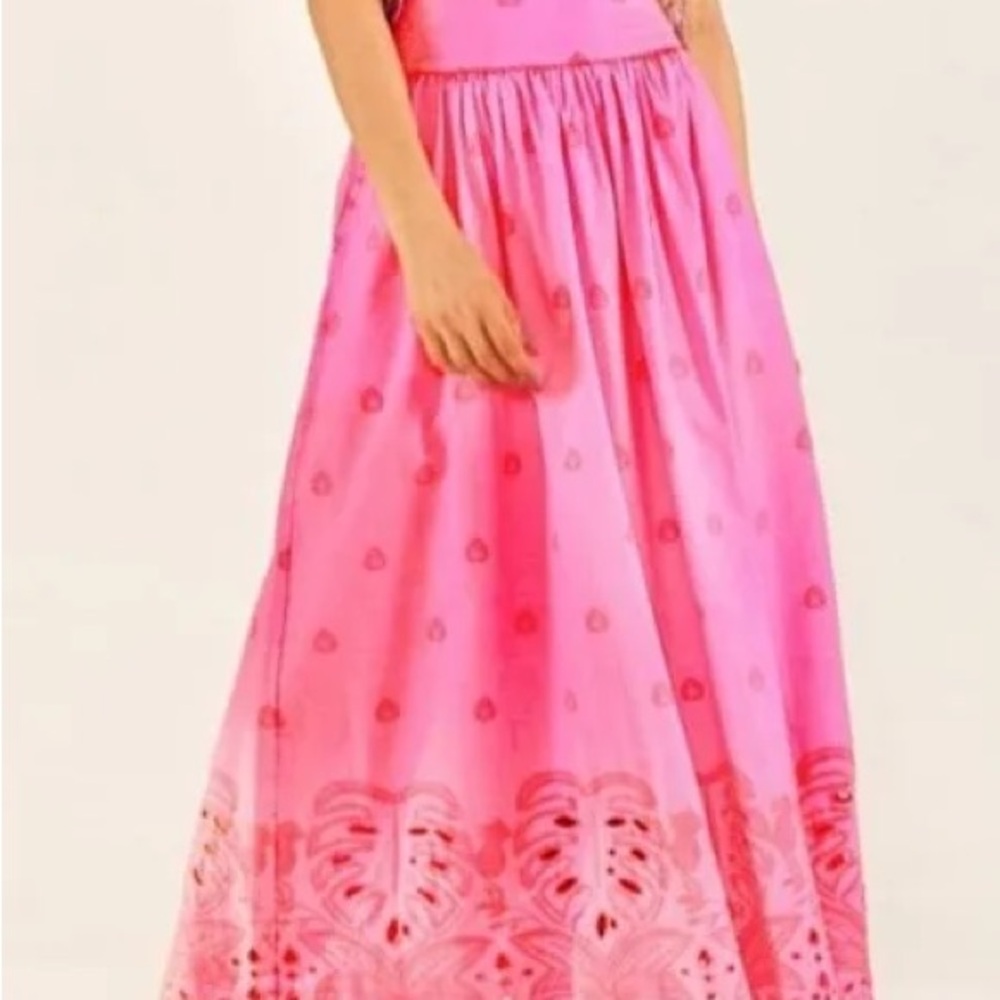 FARM Rio Pink Chic Eyelet Maxi Skirt